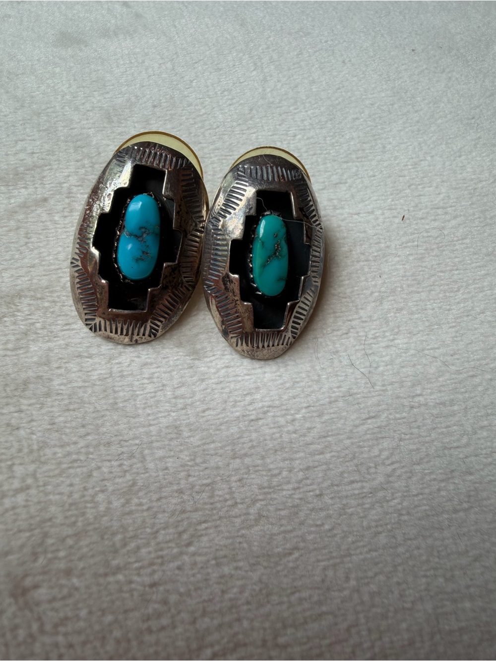 Navajo Felix Perry Turquoise 925 Sterling Silver Shadowbox VINTAGE